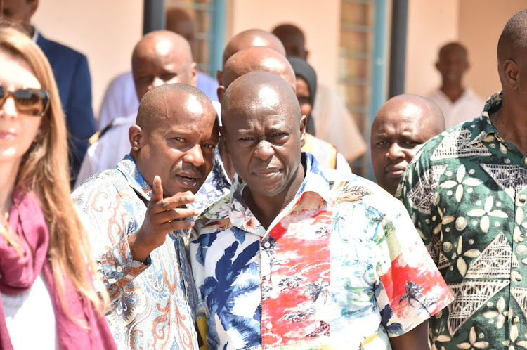 Interior CS Kithure Kindiki, Deputy president Rigathi Gachagua during the launch of the Borderlands project in Mandera yesterday /DOUGLAS OKIDDY