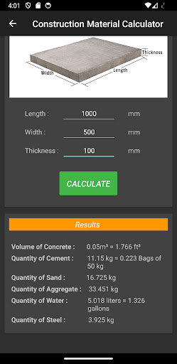 Screenshot CMCalculator (Estimator)