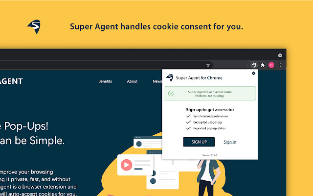 Super Agent - Automatic cookie consent chrome extension