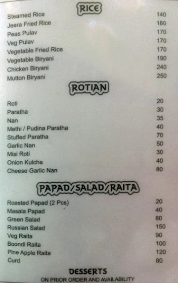 The Chatai menu 