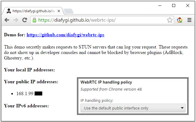 WebRTC Leak Prevent Toggle chrome extension