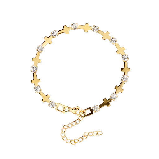 Title 5, Cross Stitching Zircon Stainless Steel Bracelet...