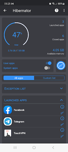 Screenshot Hibernator: Force Stop Apps