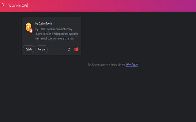My Custom Sports chrome extension