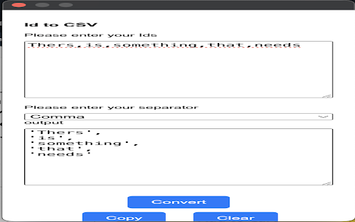 String to CSV converter