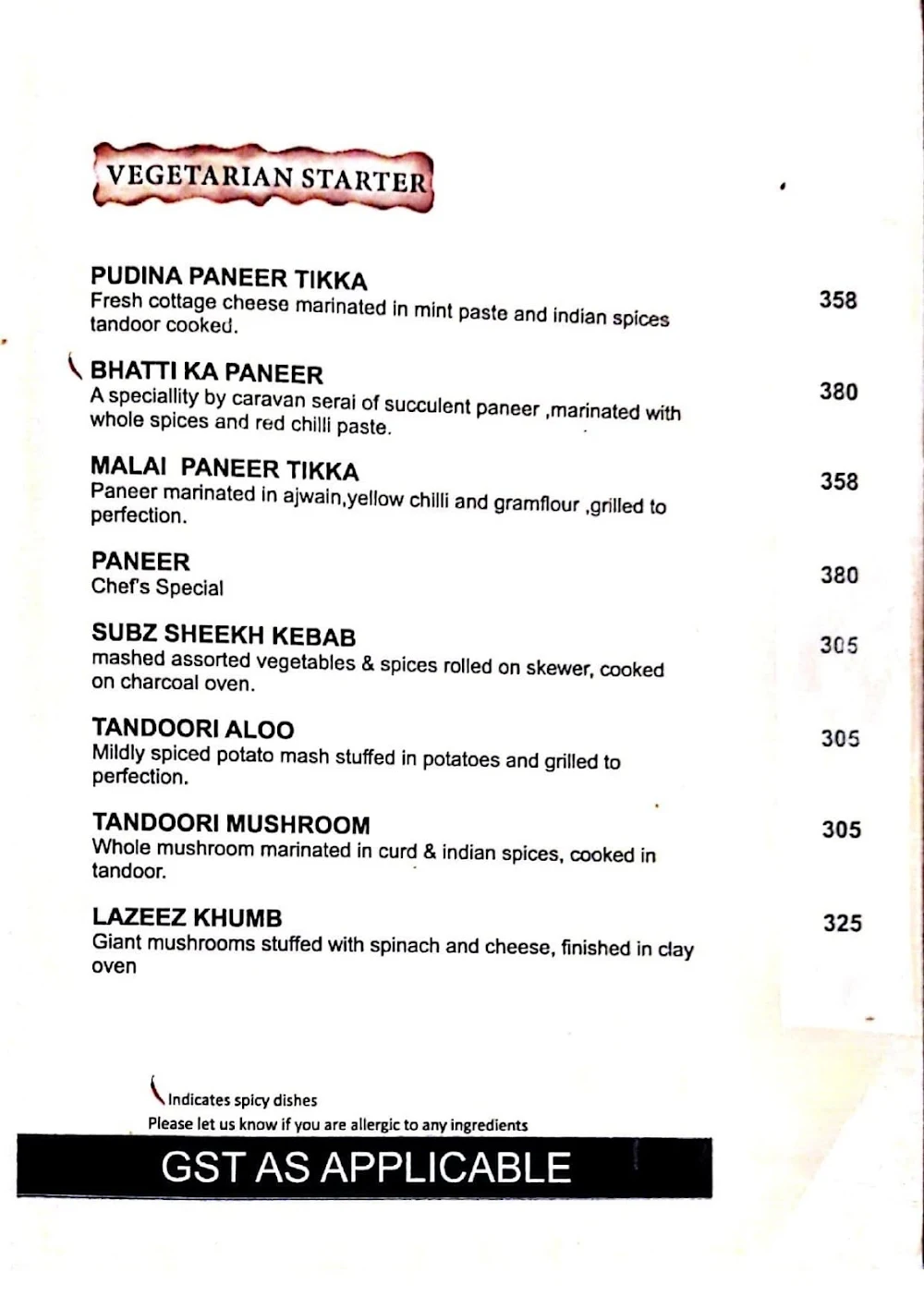 Menu of Caravan Serai, Andheri East, Mumbai | February 2024