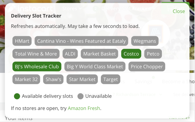 Instacart Delivery Slot Tracker Preview image 1