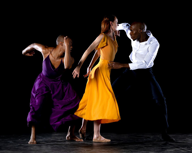 Dress rehearsal: Neo Moloi, Tammy Higgins and Thando Mgobhozi in Salomé SCARCITY Joburg Ballet 2024