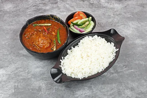 Plain Rice With Chicken Curry