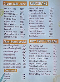 Digambara Juice Bar menu 1