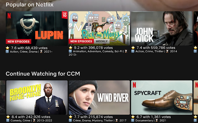 Netflix Ratings chrome extension