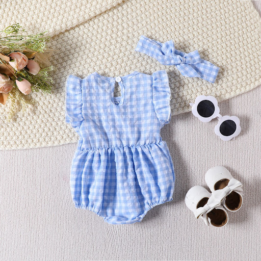 Title 20, Baby Girl Solid Color Sleeveless Triangle Rompe...
