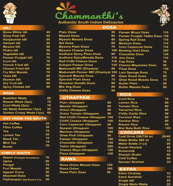 Chammanthi's menu 