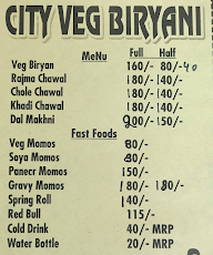 City veg biryani menu 1