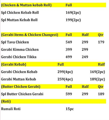 Roshan Chicken Corner menu 