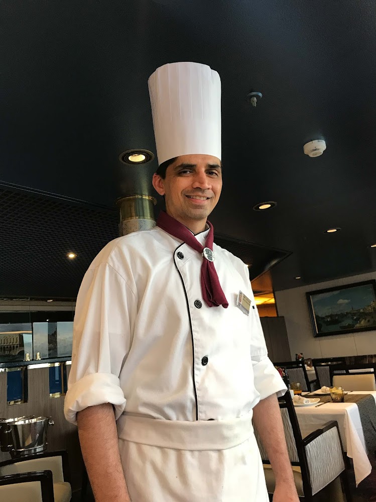 Amit Asthana, the specialty restaurant chef on ms Oosterdam, during dinner at Canaletto. 