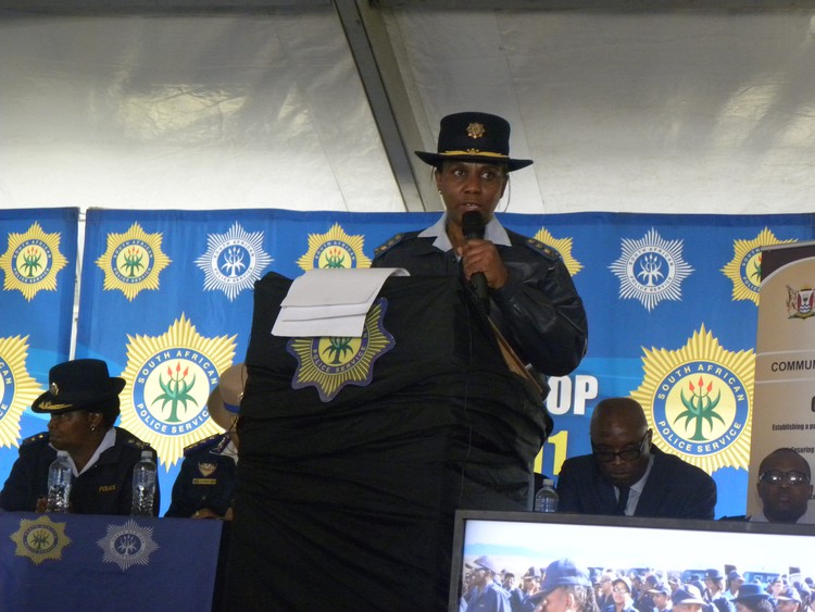 Eastern Cape Police Commissioner Lieutenant-General Liziwe Ntshinga addressed an imbizo in Humansdorp on September 28 2018.