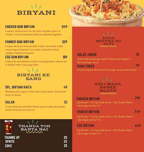 Rrc Biryani menu 