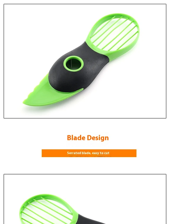 Cuchillo de aguacate multifuncional 3 en 1 separa la pulpa, descorazona y corta. Simplifica la preparación de aguacates, fácil y rápido.