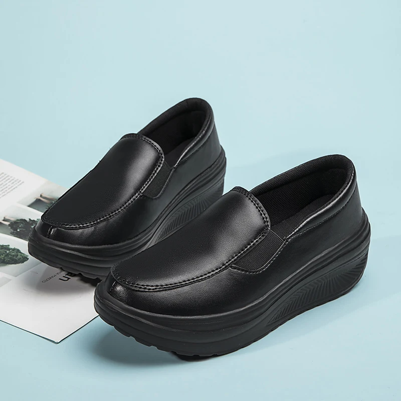 Plataforma Loafers Zapatos Planos con Tacón Grueso para Mujer