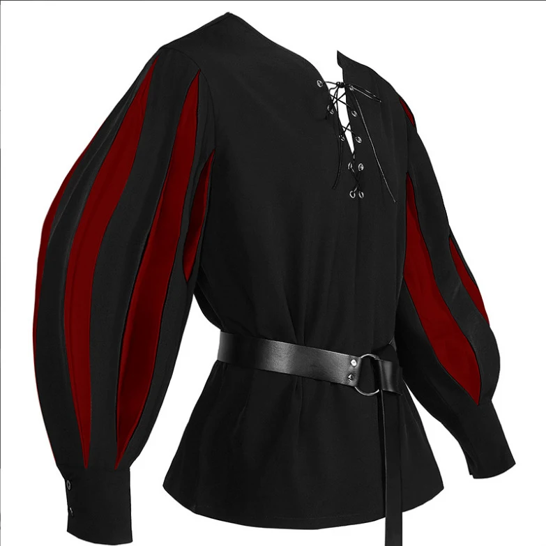 Retro kleurmatching veterkraag shirt kleding voor dames, vintage look. Een stijlvolle top voor vrouwen, perfect voor een unieke en modieuze uitstraling