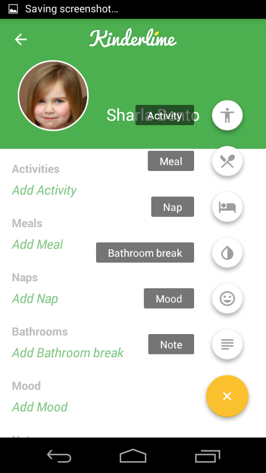 Daily Sheets for Childcare Screen 1
