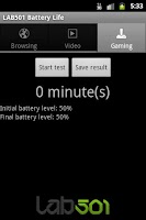 LAB501 Battery Life Screenshot