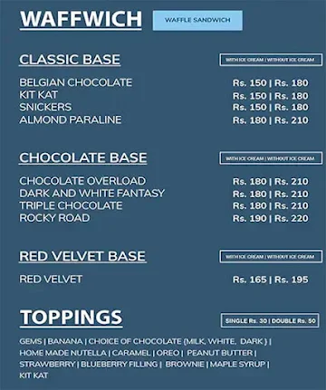 Cake Town menu 