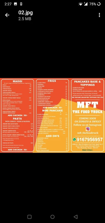 MFT The Food Truck menu 