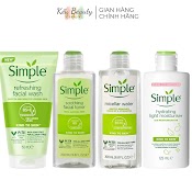 Combo Dưỡng Da Simple Dịu Nhẹ - Sữa Rửa Mặt, Tẩy Trang, Toner & Sữa Dưỡng Ẩm (125Ml/150Ml/200Ml)