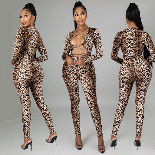 Title 7, Sexy Skinny Leopard Print Long-Sleeved Trousers...