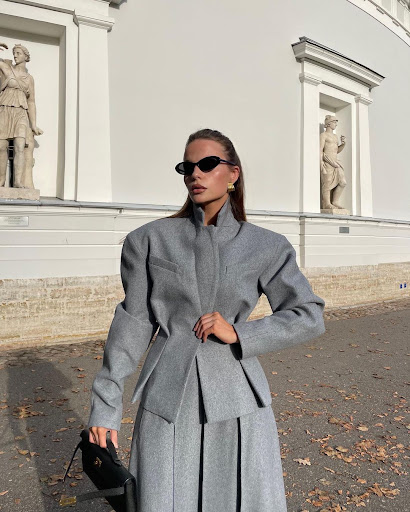 Title 6, A- Line Long Two-piece Overskirt Suit