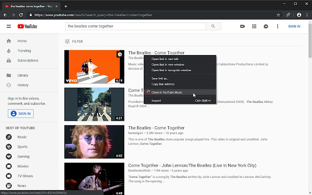 YouTube to YouTube Music