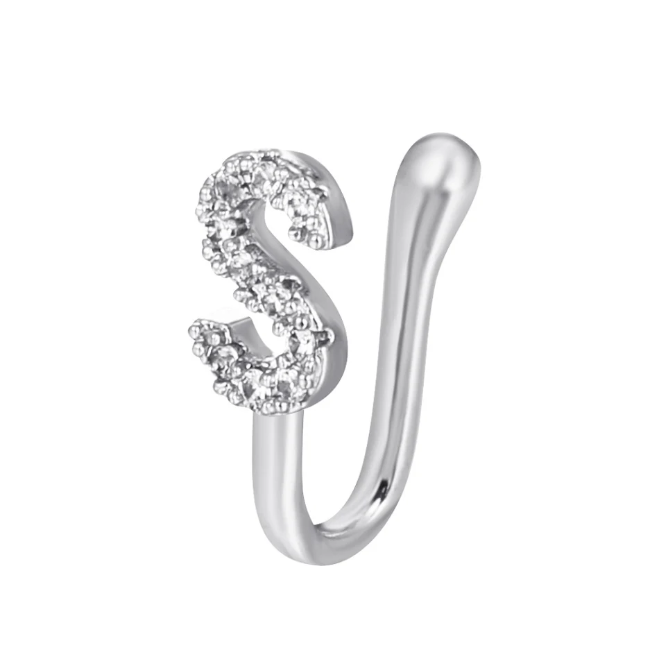 Koper ingelegde zirkoon U-vormige neusclip ring piercing sieraden. Elegante neusring met een vleugje sprankeling.