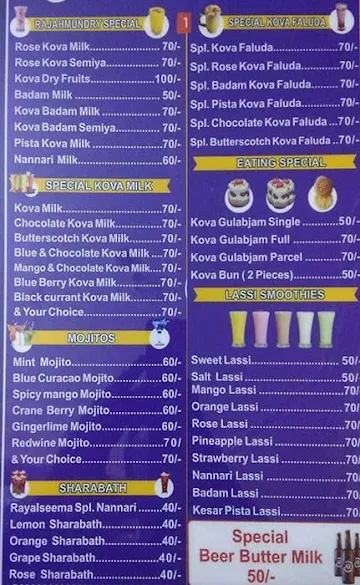 Ar Ice Gola & Kova Milks menu 