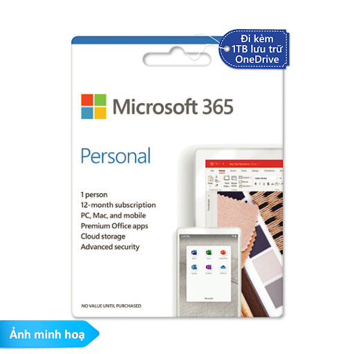 Phần mềm Microsoft 365 Personal-12 tháng-1 User-5 thiết bị/User-Trọn bộ ứng dụng Office-1TB lưu trữ OneDrive (QQ2-00983)