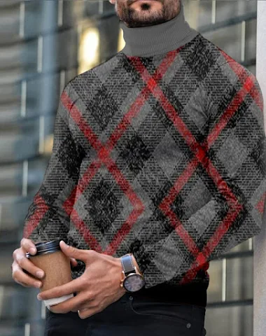 T-shirt homme col roulé manches lon - 0