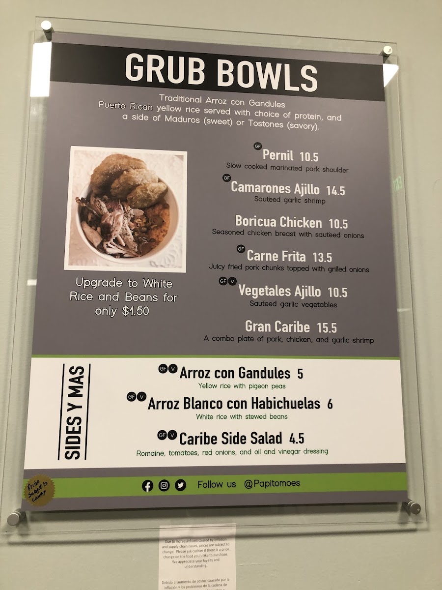 Your gluten free options are a few grub bowls