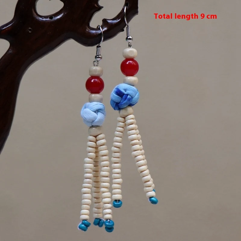 Title 23, Boucles doreilles ethniques bleues en tissu te...