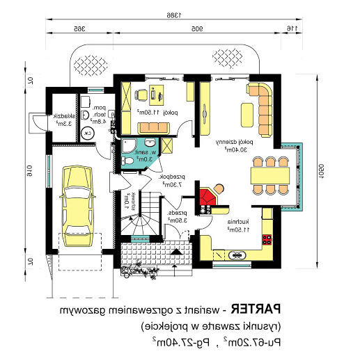 BW-10 wariant 6 - Rzut parteru - propozycja adaptacji - ogrzewanie gazowe