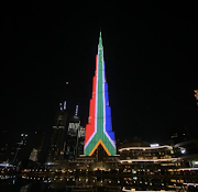 SA's flag was lit up on the tallest building on earth, Burj Khalifa in Dubai for Freedom Day.