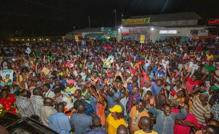 Kwale County residents during a Kenya Kwanza campaign rally on Tuesday, May 24, 2022.