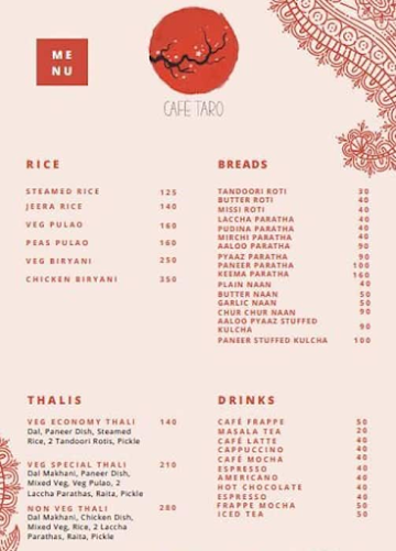 Cafe Taro menu 