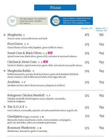 Pizza Express menu 