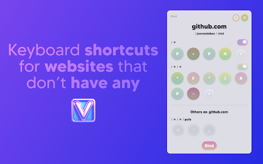 Vind: Keyboard Shortcuts for Every Website