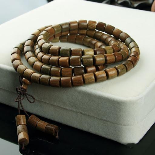 Title 1, Natural Wood 108 Buddha Beads Yellow Flower Pea...