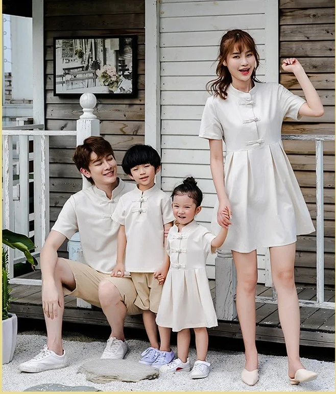 Hanfu Familie Outfit voor Moeder en Dochter, Zoon, Chinese Stijl, Familie van Drie of Vier, Traditionele Kleding, Niet Dezelfde, Matchende Kleding