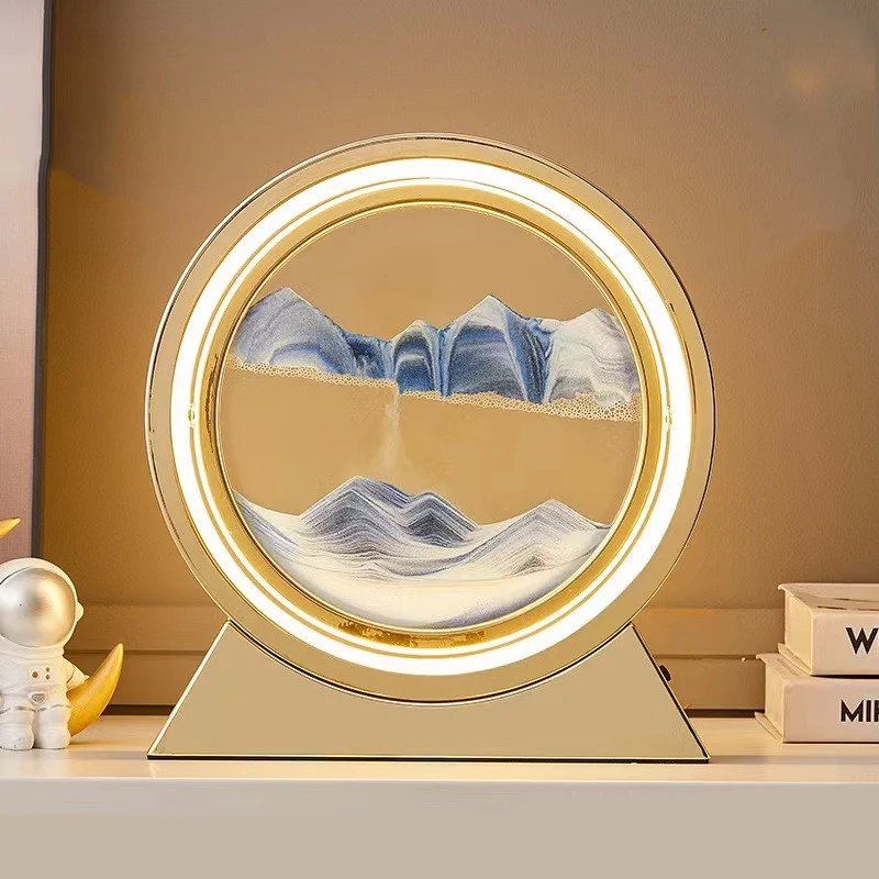 Ornamento a clessidra con pittura di sabbie mobili creative, un elemento decorativo rilassante per la casa, per un'esperienza visiva unica e affascinante.