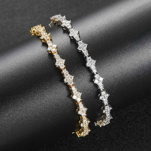 Title 3, Plum Tennis Chain Mens Hip Hop Bracelet Dazzli...