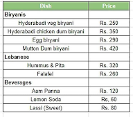 Shahi Dawat menu 1
